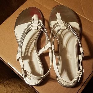 Sliver and white sandals